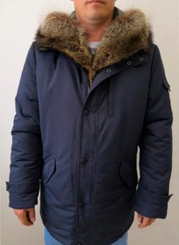 Зимняя мужская куртка с капюшоном из меха енота